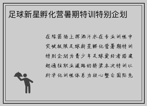 足球新星孵化营暑期特训特别企划